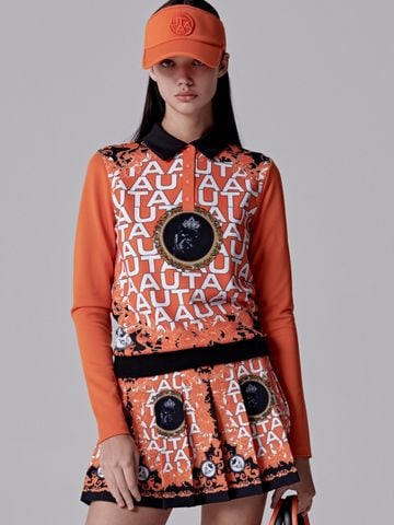UTAA Blanc Baroque Panther Flare Skirt: Women's Orange