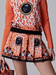 UTAA Blanc Baroque Panther Flare Skirt: Women's Orange