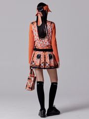UTAA Blanc Baroque Panther Flare Skirt: Women's Orange