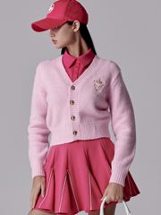 UTAA Gold Crown Panther Knit Cardigan : Women's Light Pink