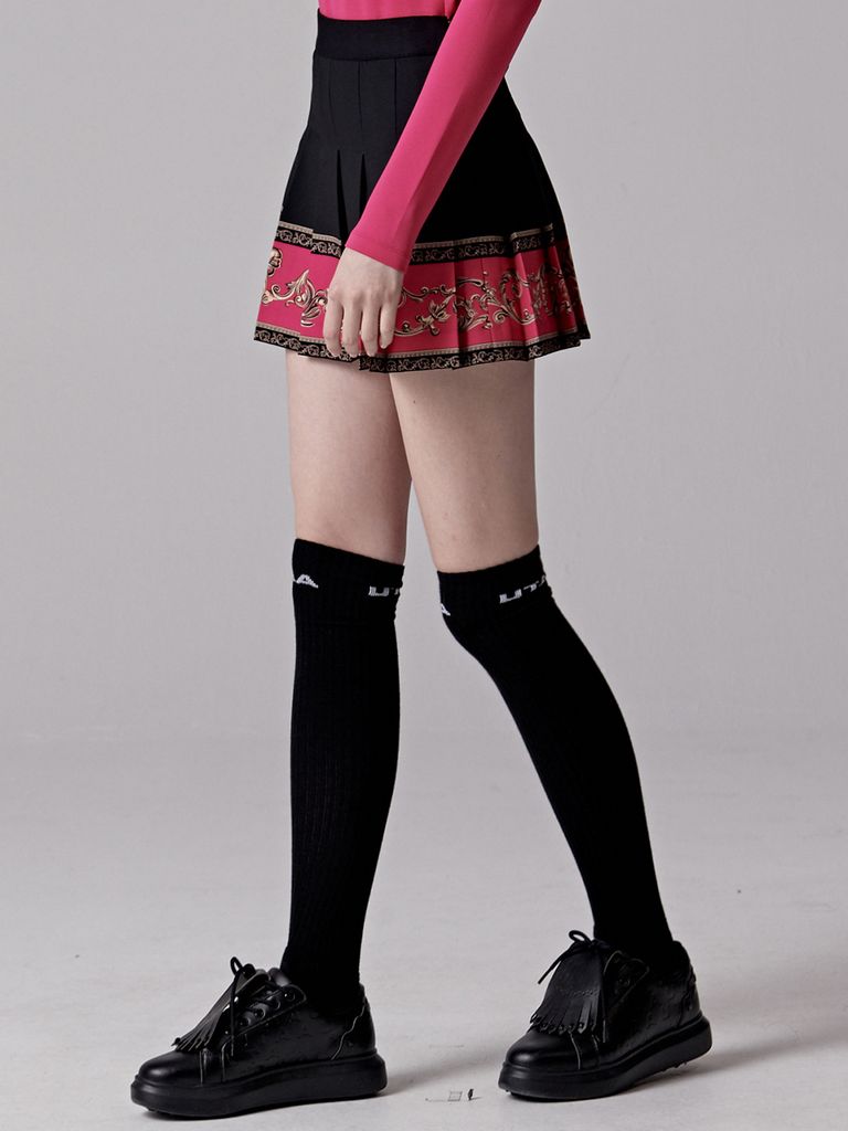UTAA Neon Golden Baroque Flare Skirt : Pink