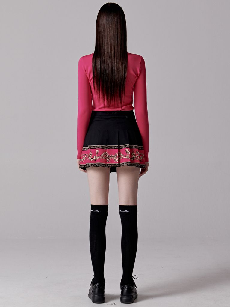UTAA Neon Golden Baroque Flare Skirt : Pink