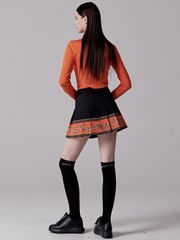 UTAA Neon Golden Baroque Flare Skirt : Orange