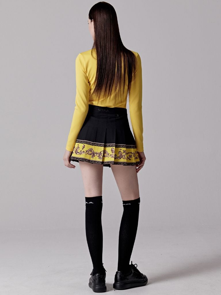 UTAA Neon Golden Baroque Flare Skirt : Yellow