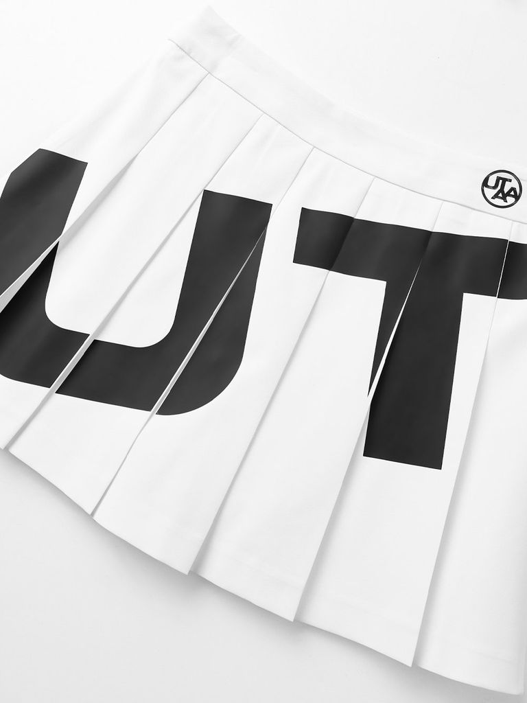 UTAA Mont Bulk Logo Pleats Skirt : White
