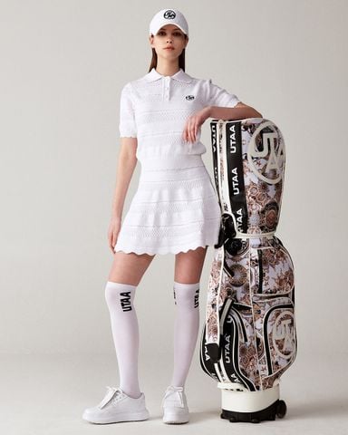 UTAA Twin Ruffle Knit PK Sleeve : Women's White