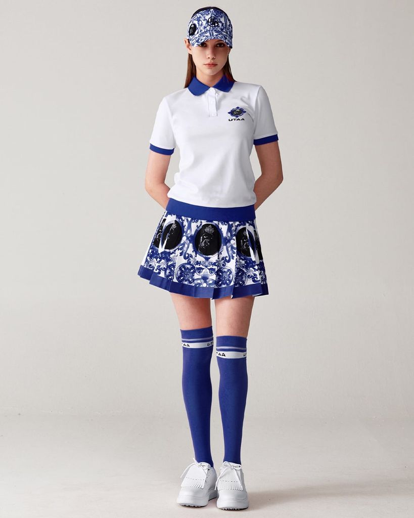 UTAA Sequence Baroque Graphic Pleats Skirt : Blue