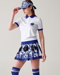 UTAA Sequence Baroque Graphic Pleats Skirt : Blue