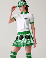 UTAA Sequence Baroque Graphic Pleats Skirt : Green