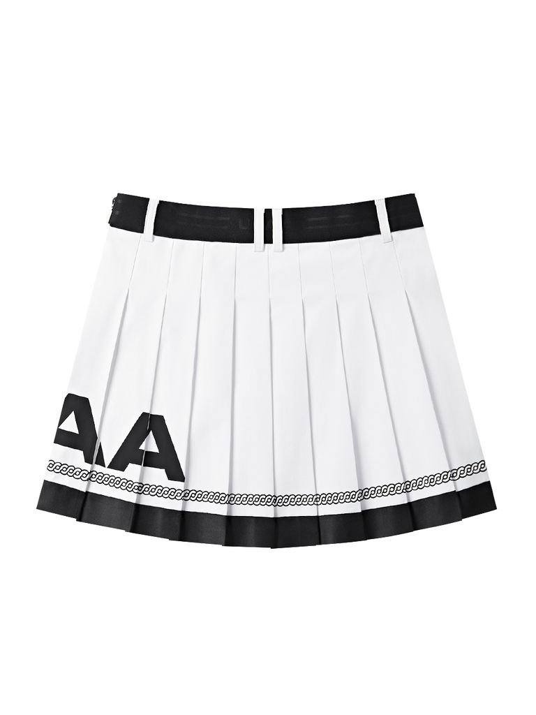 UTAA Panther Chain Pleats Skirt : White