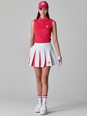 UTAA Sign Hidden Color Pleats Skirt : White