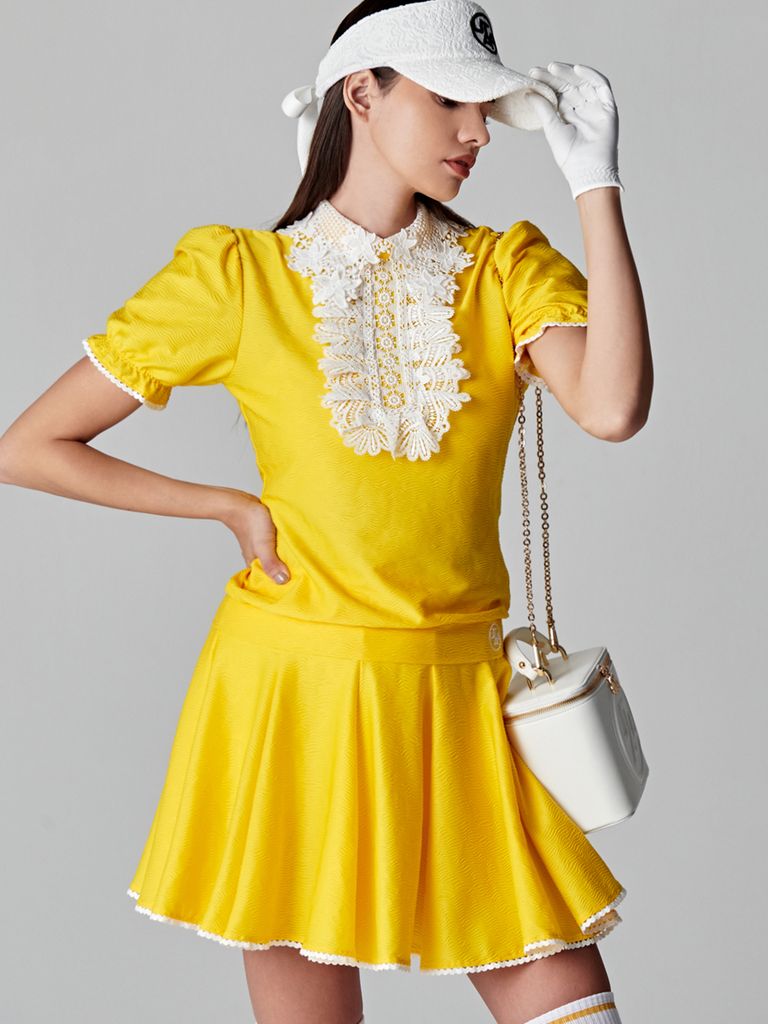 UTAA Notredame Lace Flare Skirt : Yellow