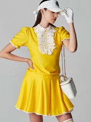 UTAA Notredame Lace Flare Skirt : Yellow