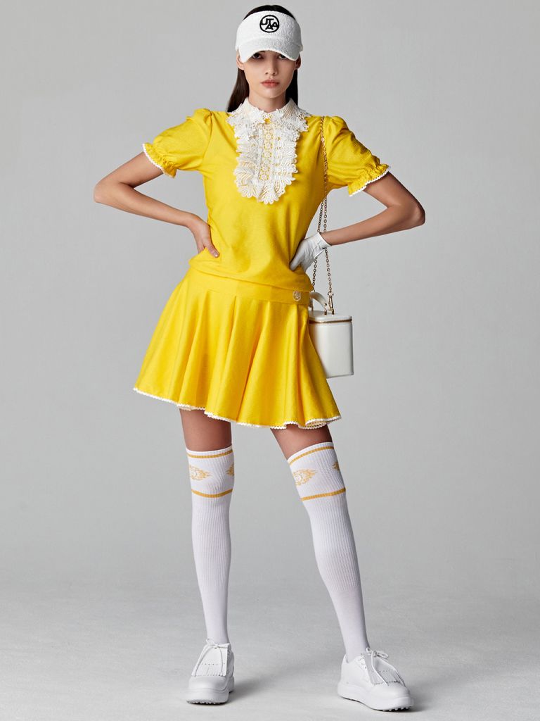 UTAA Notredame Lace Flare Skirt : Yellow