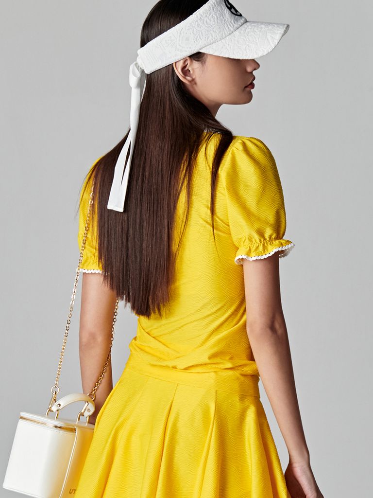 UTAA Notredame Lace Flare Skirt : Yellow