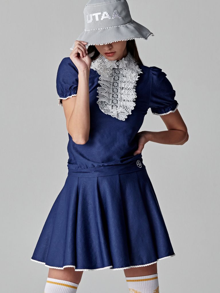 UTAA Notredame Lace Flare Skirt : Navy