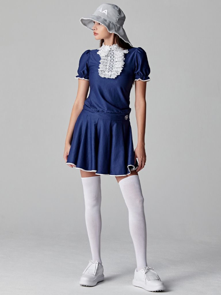 UTAA Notredame Lace Flare Skirt : Navy
