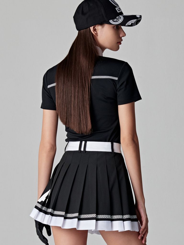 UTAA Panther Chain Pleats Skirt : Black
