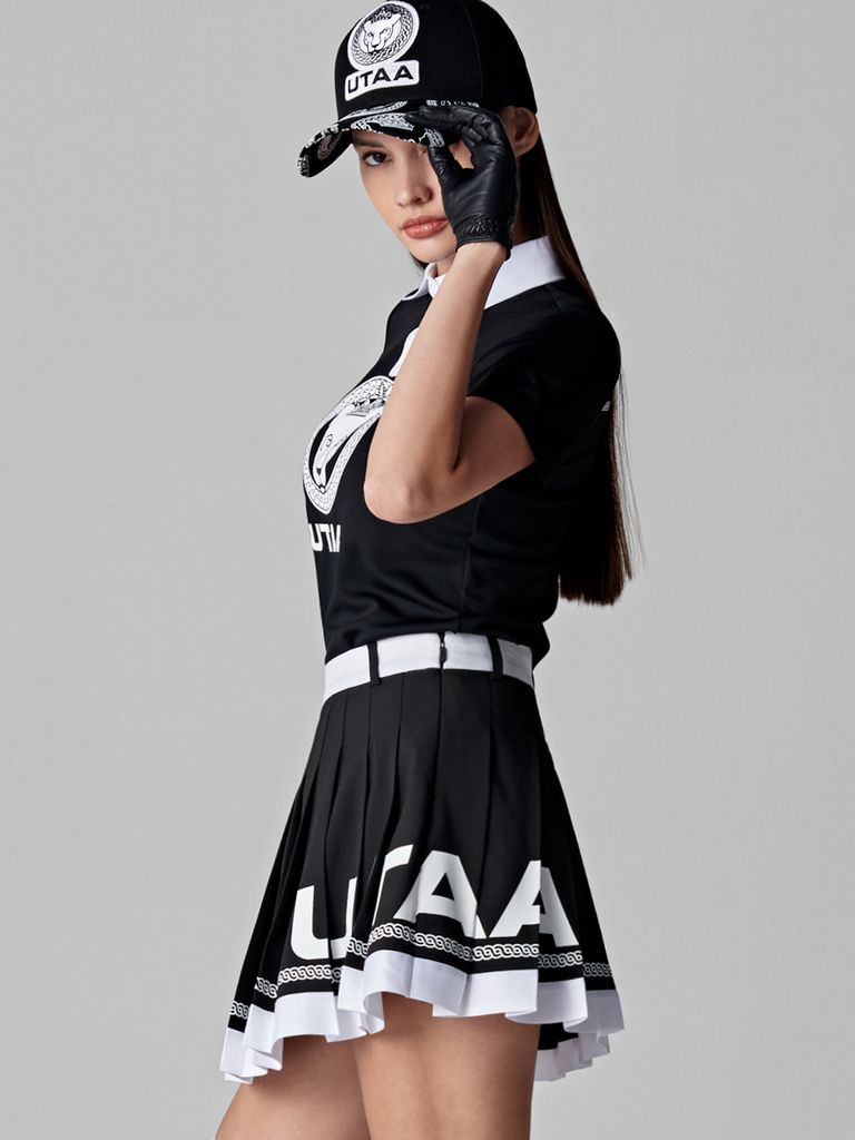 UTAA Panther Chain Pleats Skirt : Black
