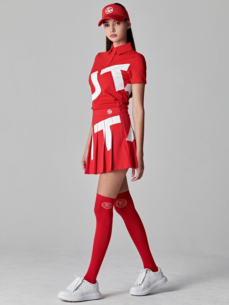 UTAA Mont Bulk Logo Pleats Skirt : Red