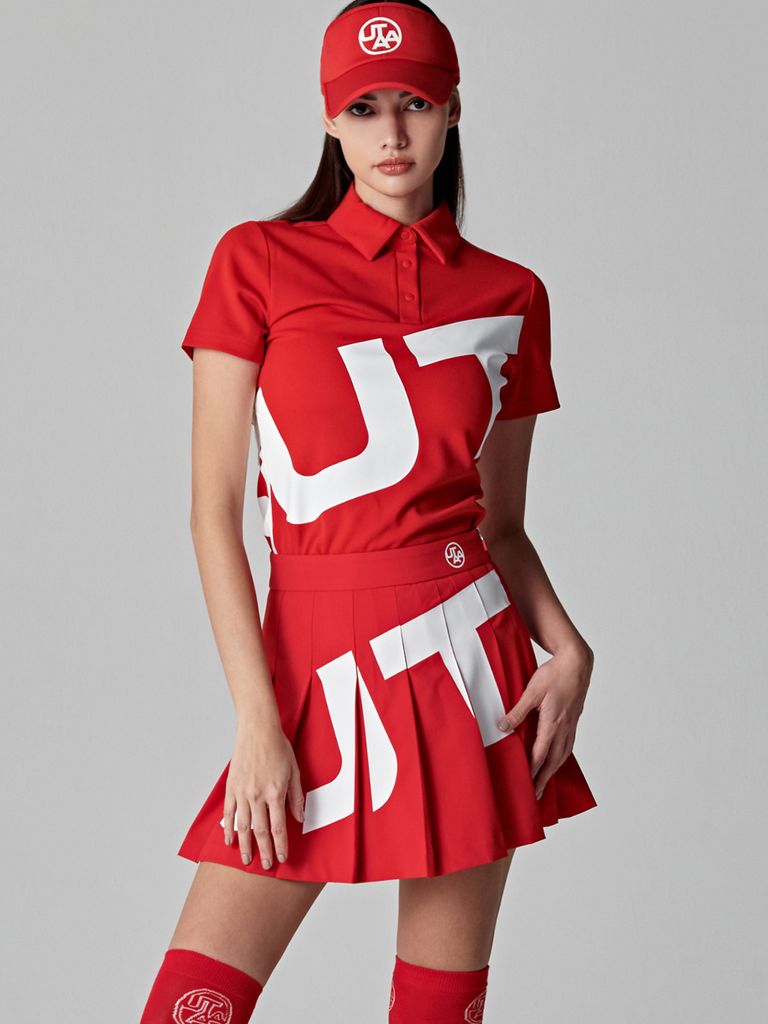 UTAA Mont Bulk Logo Pleats Skirt : Red