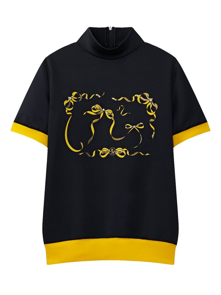 UTAA Tied Ribbon Panther Neon Turtleneck Tee : Women's Black