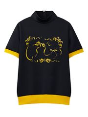UTAA Tied Ribbon Panther Neon Turtleneck Tee : Women's Black