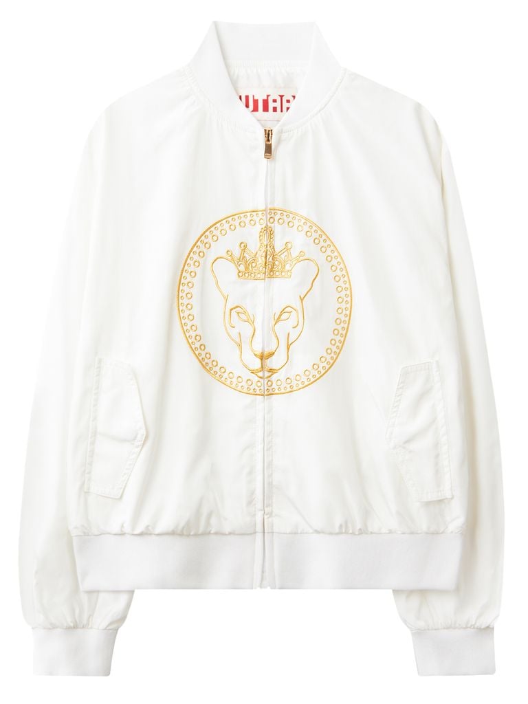UTAA Gilt Ring Crown Panther Windbreaker Jumper : Women's White