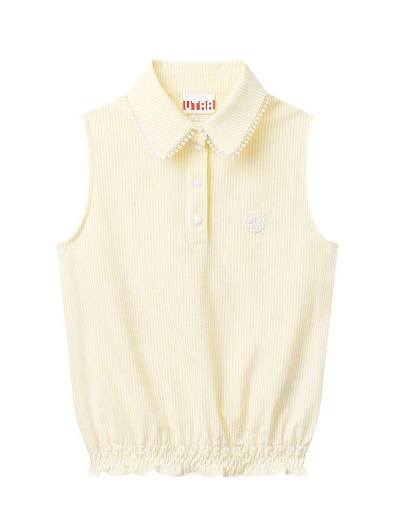 UTAA Lace Pinstripe Dot PK Sleeveless : Women's Yellow