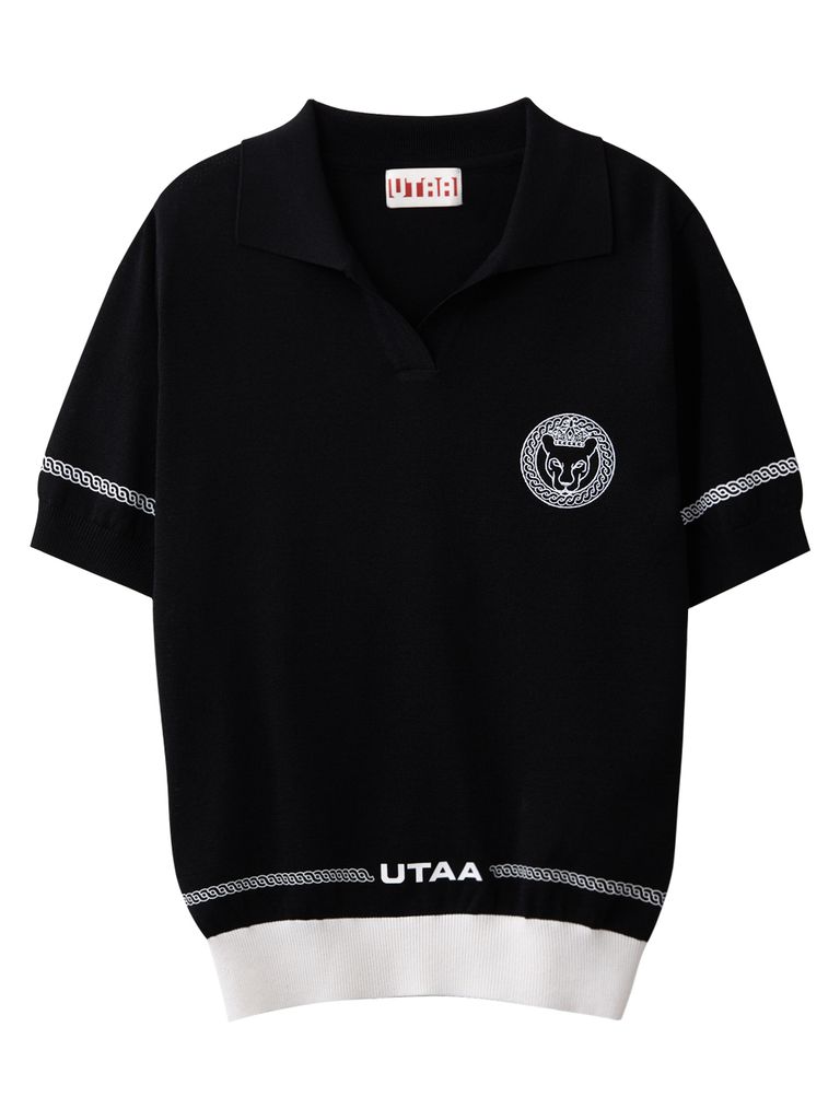UTAA Ring Panther Open Knit Pk T-Shirt : Women's Black