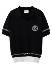 UTAA Ring Panther Open Knit Pk T-Shirt : Women's Black