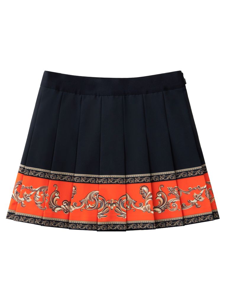 UTAA Neon Golden Baroque Flare Skirt : Orange