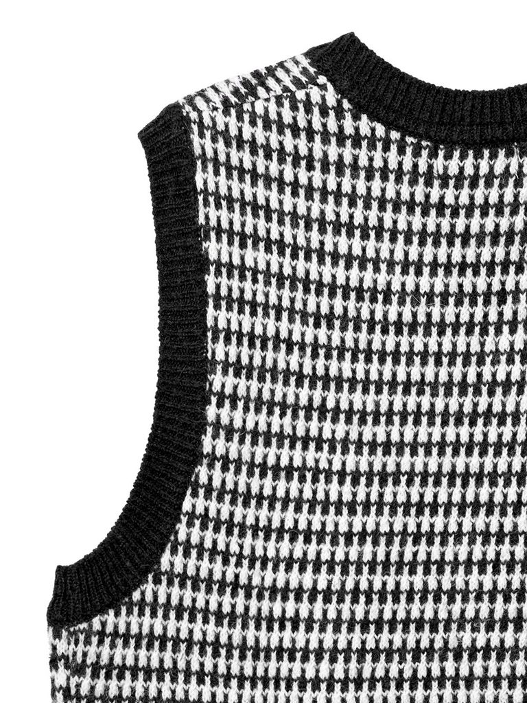 UTAA Rabbit Tooth Knit Vest : Black