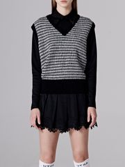 UTAA Rabbit Tooth Knit Vest : Black