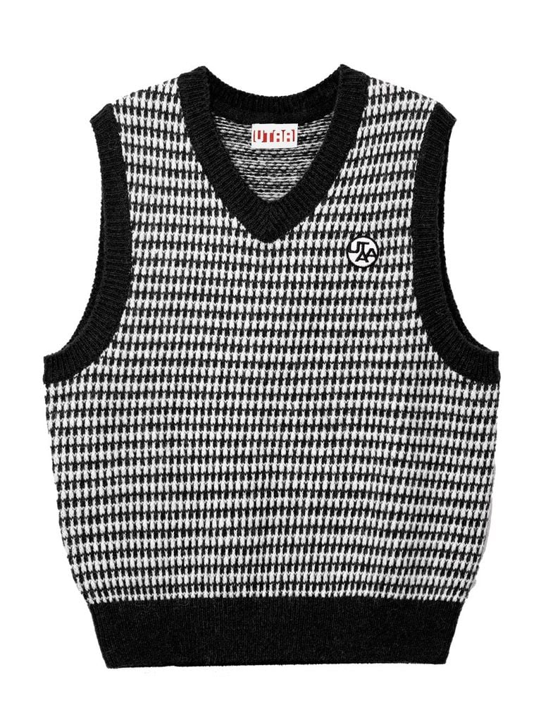 UTAA Rabbit Tooth Knit Vest : Black
