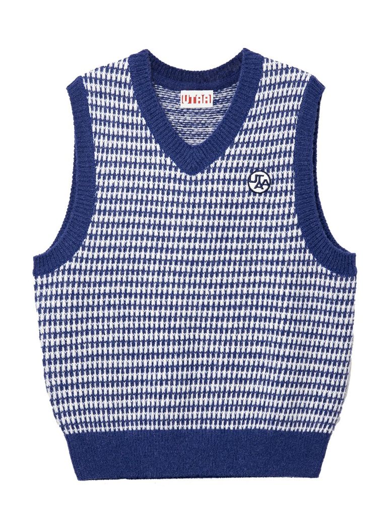 UTAA Rabbit Tooth Knit Vest : Sky Blue