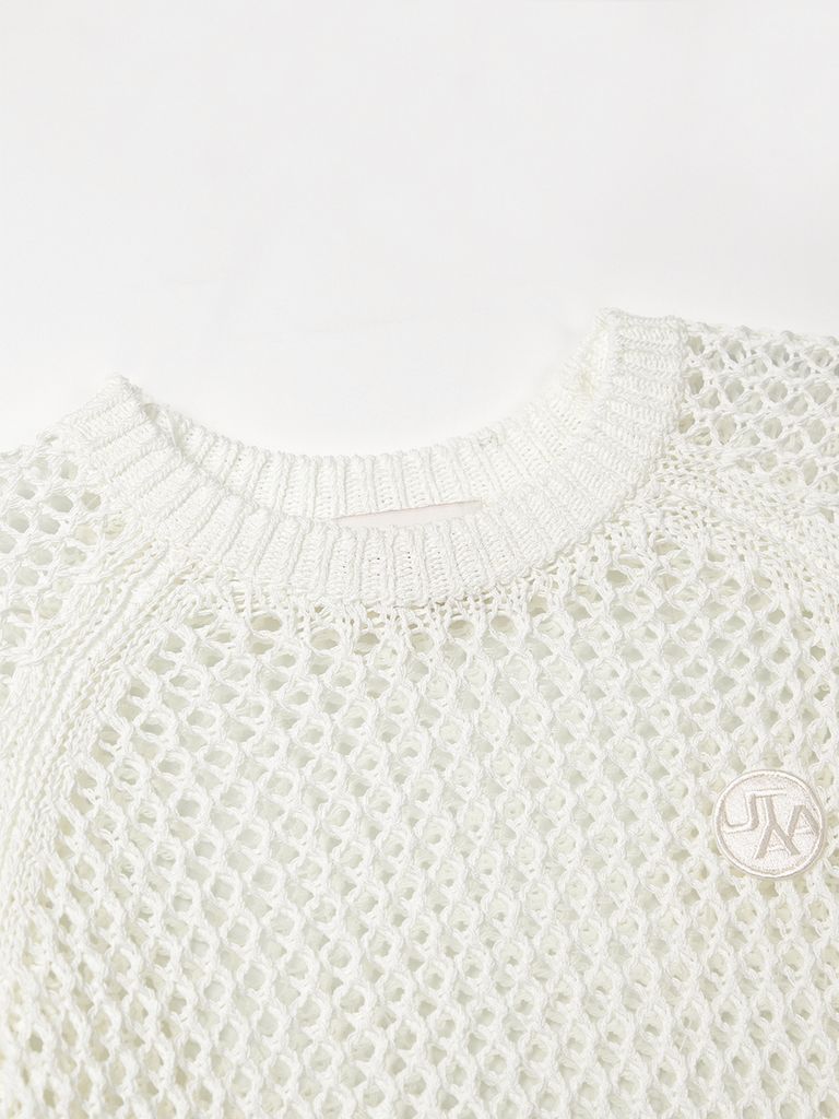 UTAA Crocher Scasi Raglan Knit : White