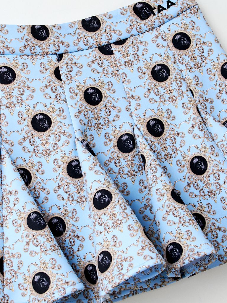 UTAA Dot Panther Neoprene Bloom Skirt : Sky Blue