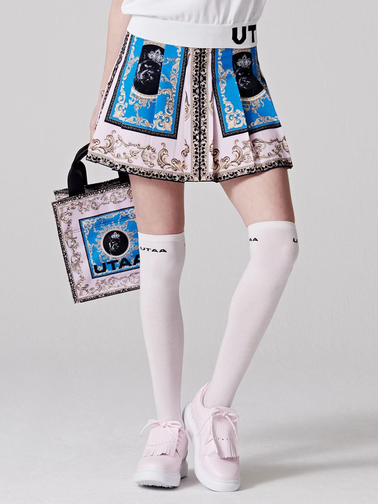 UTAA Neon Baroque Short Skirt : Light Pink