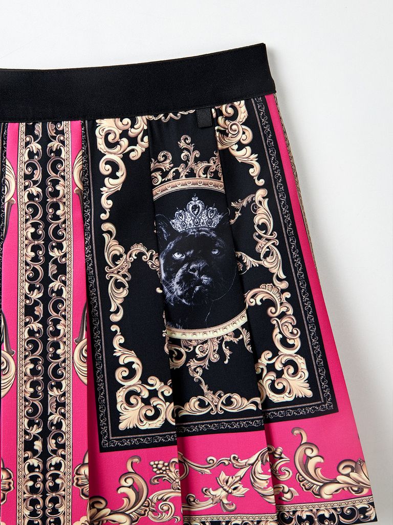 UTAA Neon Baroque Short Skirt : Pink