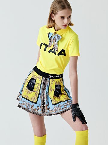 UTAA Neon Baroque Short Skirt : Sky Blue