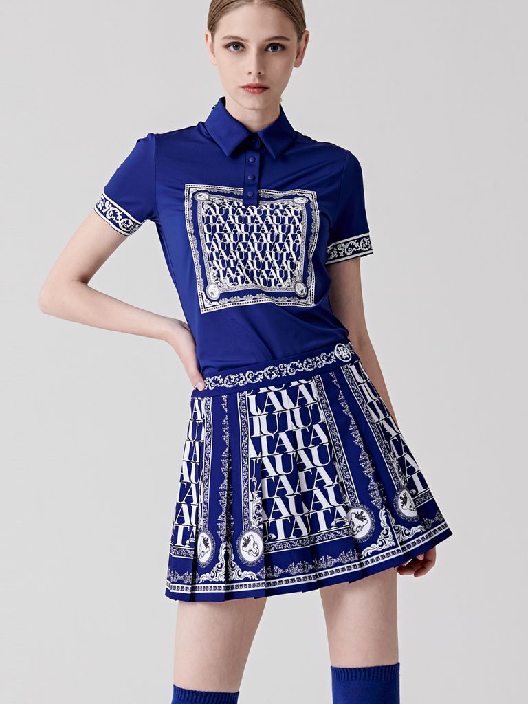 UTAA Blanc Baroque Pleats Skirt : Blue