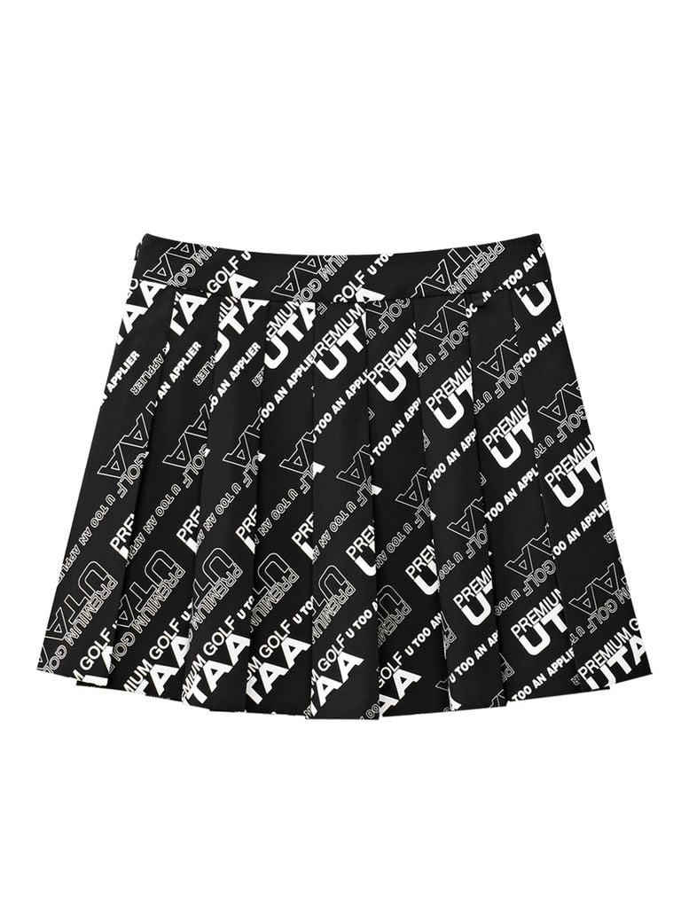 UTAA Logo Slogan Wave Pleats Skirt : Black