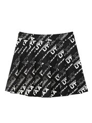 UTAA Logo Slogan Wave Pleats Skirt : Black
