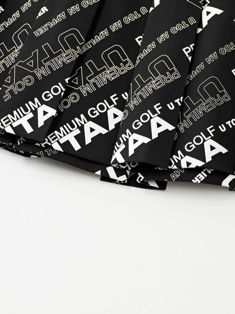 UTAA Logo Slogan Wave Pleats Skirt : Black