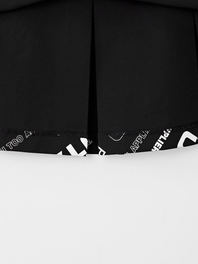UTAA Logo Slogan Wave Pleats Skirt : Black