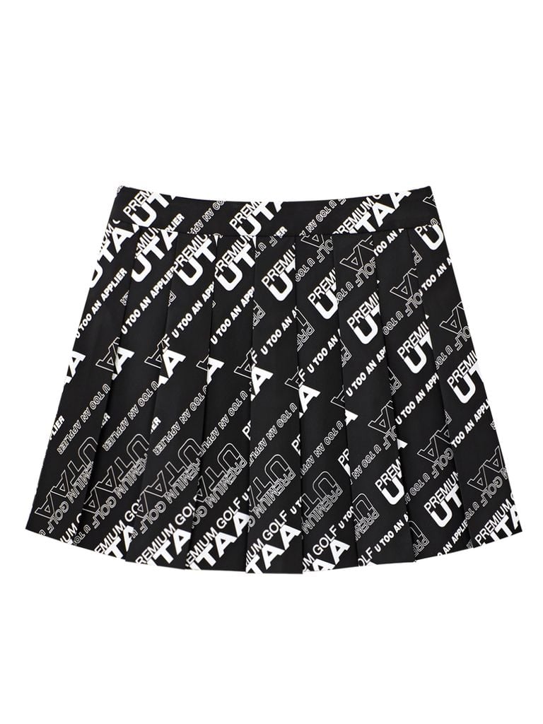 UTAA Logo Slogan Wave Pleats Skirt : Black