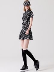 UTAA Logo Slogan Wave Pleats Skirt : Black