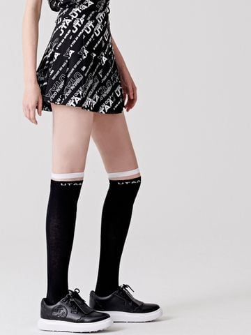 UTAA Logo Slogan Wave Pleats Skirt : Black