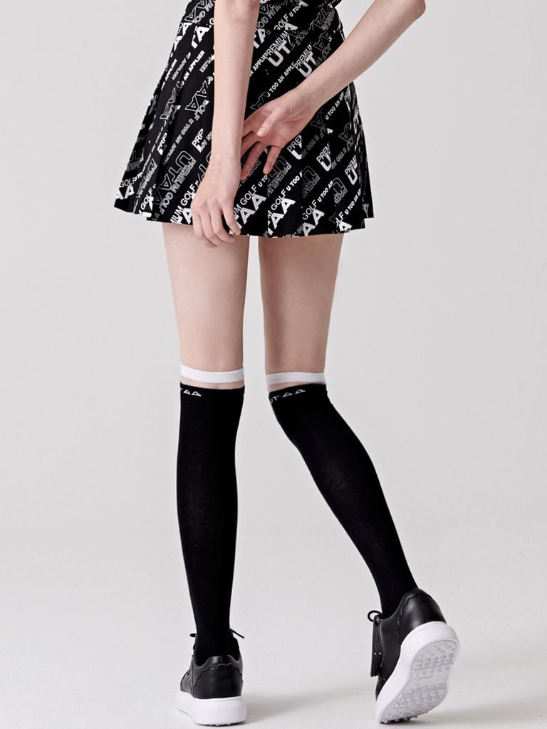 UTAA Logo Slogan Wave Pleats Skirt : Black